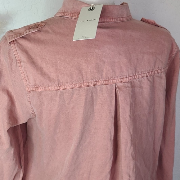 NWT Lucky Brand pink military style shirt medium - Picture 6 of 9